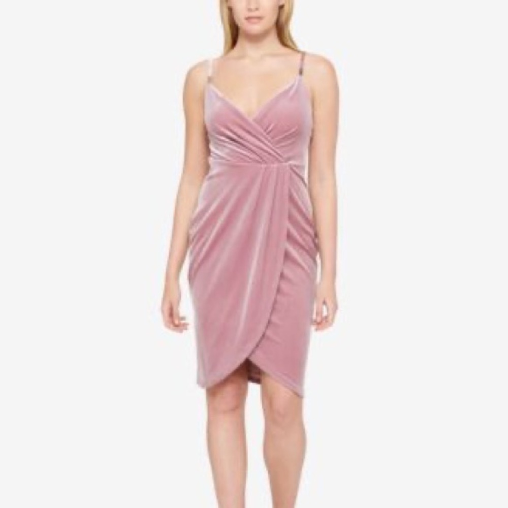Guess Women's Draped Pink Velvet Sheath Dress